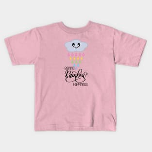 Raining Rainbow Happiness Kawaii Cute Rain Cloud in Pink Kids T-Shirt